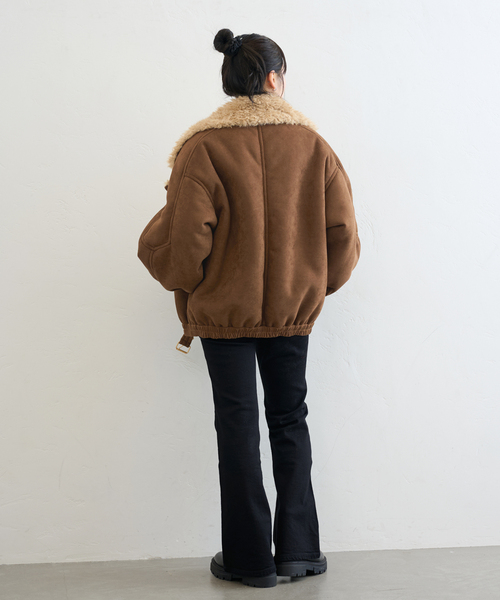 U by SPICK&SPAN（ユーバイスピックアンドスパン）の「FAKESHEARLING B3.5 RIDERS（ブルゾン・レディース・ブラック・36/38）」の6枚目の写真