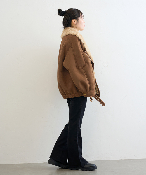 U by SPICK&SPAN（ユーバイスピックアンドスパン）の「FAKESHEARLING B3.5 RIDERS（ブルゾン・レディース・ブラック・36/38）」の7枚目の写真