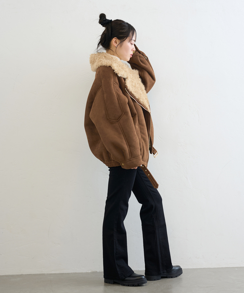 U by SPICK&SPAN（ユーバイスピックアンドスパン）の「FAKESHEARLING B3.5 RIDERS（ブルゾン・レディース・ブラック・36/38）」の8枚目の写真