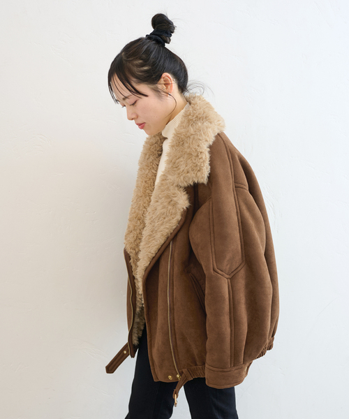 U by SPICK&SPAN（ユーバイスピックアンドスパン）の「FAKESHEARLING B3.5 RIDERS（ブルゾン・レディース・ブラック・36/38）」の9枚目の写真