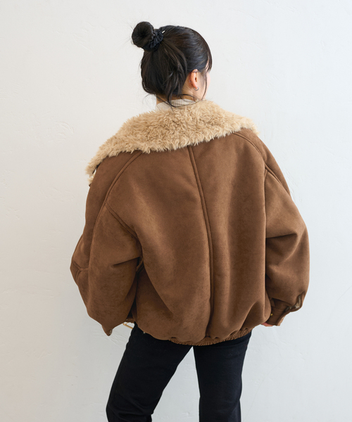 U by SPICK&SPAN（ユーバイスピックアンドスパン）の「FAKESHEARLING B3.5 RIDERS（ブルゾン・レディース・ブラック・36/38）」の10枚目の写真