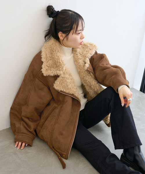 U by SPICK&SPAN（ユーバイスピックアンドスパン）の「FAKESHEARLING B3.5 RIDERS（ブルゾン・レディース・ブラック・36/38）」の13枚目の写真