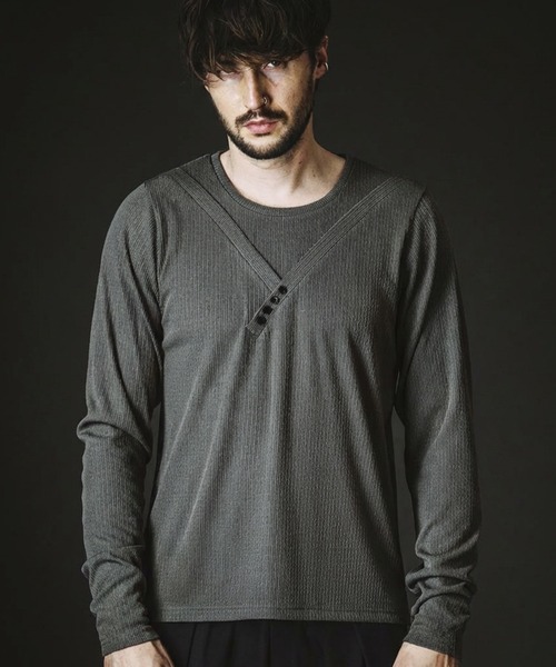 NO ID.（ノーアイディ）の「【NO ID.】Irregular Neck Pullover / イレギュラー ネック プルオーバー（Tシャツ/カットソー・メンズ・グレー/ブラック/ホワイト・2/1）」の6枚目の写真