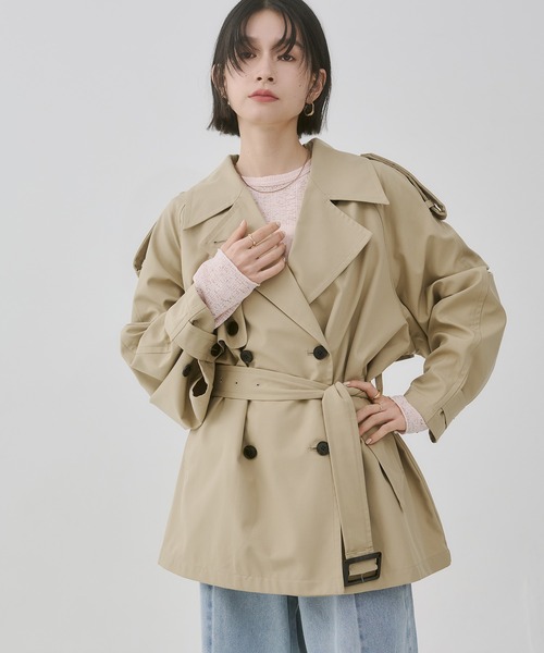 hunch（ハンチ）の「ボンディング ミディ丈トレンチコート（トレンチコート・レディース・ブラウン/ベージュ/チャコール・FREE）」の3枚目の写真