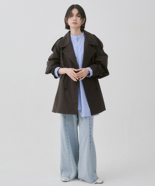 hunch（ハンチ）の「ボンディング ミディ丈トレンチコート（トレンチコート・レディース・ブラウン/ベージュ/チャコール・FREE）」の7枚目の写真