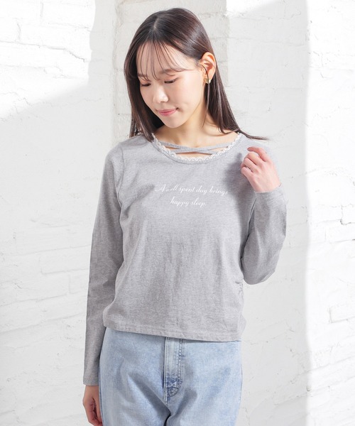 レース付クロストップス（Tシャツ/カットソー）｜Honeys（ハニーズ）の