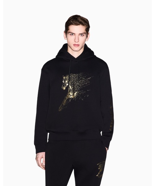 ARMANI EXCHANGE(アルマーニエクスチェンジ)の「【A|X アルマーニ エクスチェンジ】<CHINESE NEW YEAR CAPSULE>AXロゴ ホースデザイン フーデッドスウェットプルオーバー(スウェット・メンズ・ブラック・X-SMALL/X-LARGE/SMALL/MEDIUM/LARGE)」の1枚目の写真