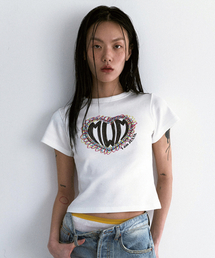 m.m.m（ムー）の「ドローイングハートクロップTシャツ（Tシャツ/カットソー）」