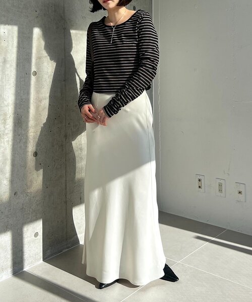 CAPRICIEUX LE'MAGE（カプリシューレマージュ）の「バックUネッククロップボーダーTシャツ（Tシャツ/カットソー・レディース・ブラック/オフホワイト/ブラウン・FREE）」の14枚目の写真