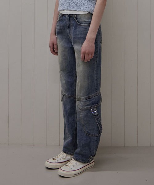 HAINT(ヘイント)の「ILLA CARGO STRAP WIDE PANTS(デニムパンツ・レディース・その他・S/M)」の3枚目の写真