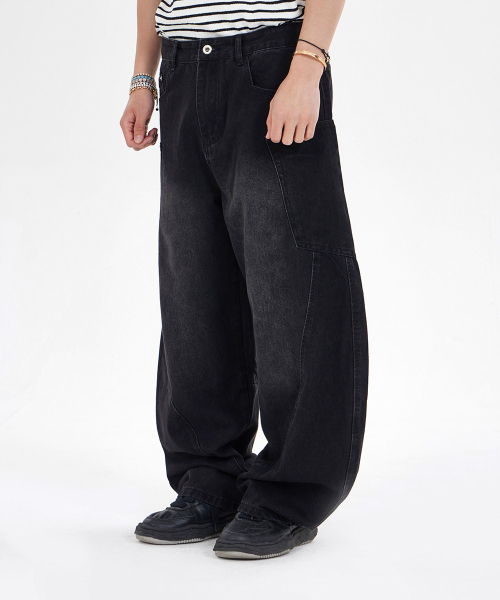 MAKEITTO（メイキット）の「バルーンワイドデニムパンツ_ブラック（デニムパンツ・メンズ・その他・S/M/XL）」の2枚目の写真