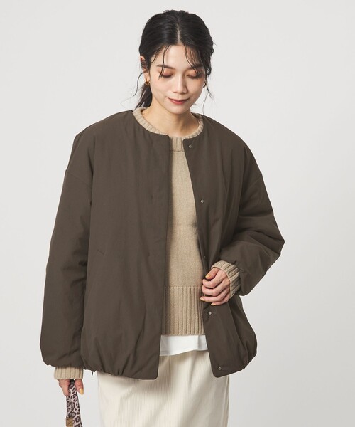 green label relaxing（グリーンレーベルリラクシング）の「［size SHORTあり］パフィー ノーカラー ブルゾン 2 撥水 ウォッシャブル（ブルゾン・レディース・ダークブラウン・38/36/SHORT）」の22枚目の写真