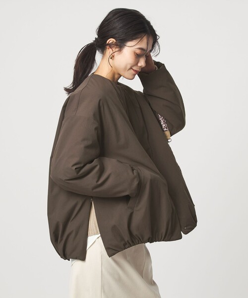 green label relaxing（グリーンレーベルリラクシング）の「［size SHORTあり］パフィー ノーカラー ブルゾン 2 撥水 ウォッシャブル（ブルゾン・レディース・ダークブラウン・38/36/SHORT）」の21枚目の写真