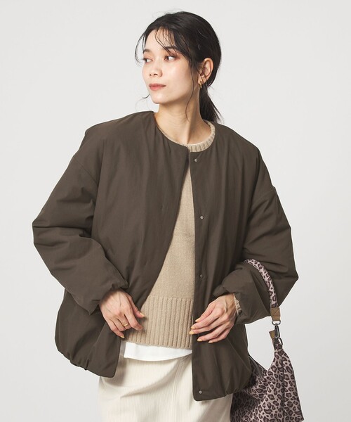 green label relaxing（グリーンレーベルリラクシング）の「［size SHORTあり］パフィー ノーカラー ブルゾン 2 撥水 ウォッシャブル（ブルゾン・レディース・ダークブラウン・38/36/SHORT）」の19枚目の写真