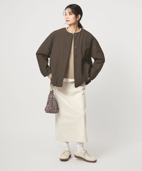 green label relaxing（グリーンレーベルリラクシング）の「［size SHORTあり］パフィー ノーカラー ブルゾン 2 撥水 ウォッシャブル（ブルゾン・レディース・ダークブラウン・38/36/SHORT）」の17枚目の写真