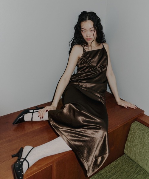 グロッシーサテンバックリボンドレス / glossy satin back ribbon