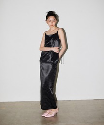 ANDRESD（アンドレスド）の「グロッシーサテンバックリボンドレス   glossy satin back ribbon dress（ドレス）」