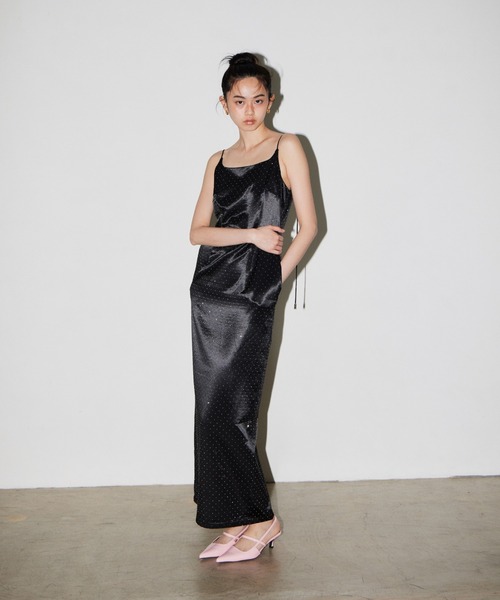 グロッシーサテンバックリボンドレス / glossy satin back ribbon