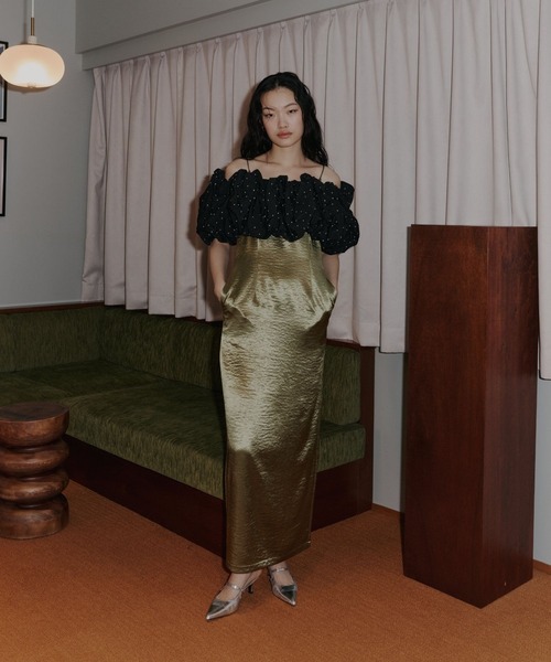 グロッシーサテンバックリボンドレス / glossy satin back ribbon