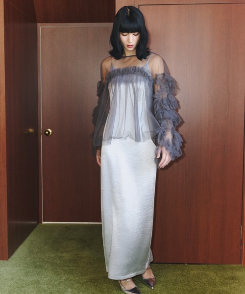 グロッシーサテンバックリボンドレス / glossy satin back ribbon