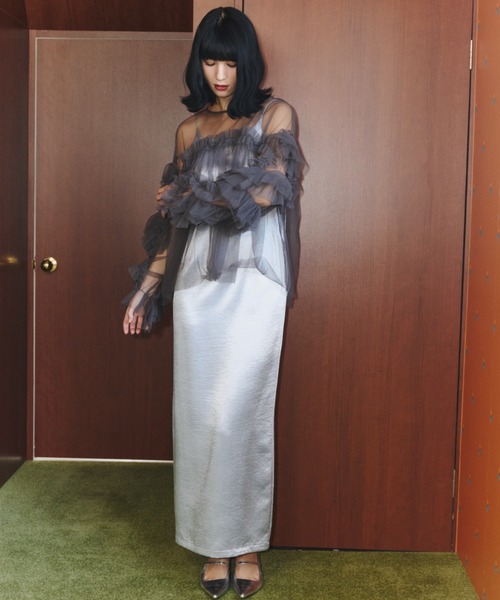 グロッシーサテンバックリボンドレス / glossy satin back ribbon
