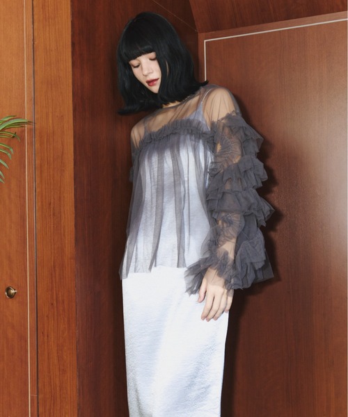 グロッシーサテンバックリボンドレス / glossy satin back ribbon