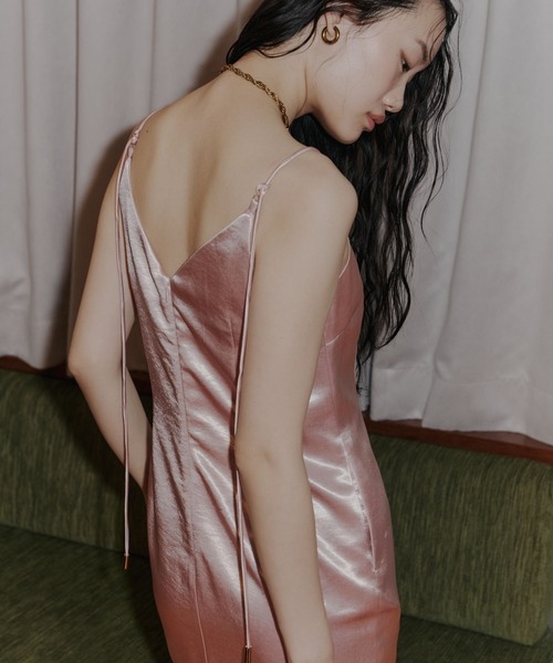グロッシーサテンバックリボンドレス / glossy satin back ribbon