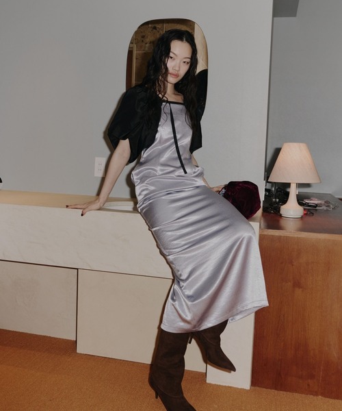 グロッシーサテンバックリボンドレス / glossy satin back ribbon