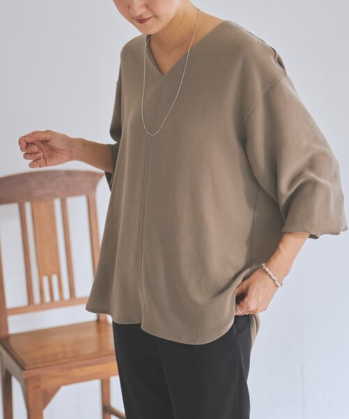 LIVETART（リヴェタート）の「《LIVETART》ヴィンテージジョーゼットVプルオーバー（シャツ/ブラウス・レディース・ネイビー/モカ・FREE）」の18枚目の写真