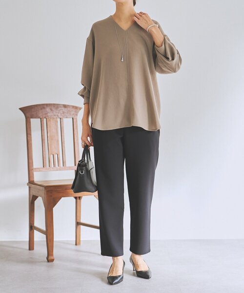 LIVETART（リヴェタート）の「《LIVETART》ヴィンテージジョーゼットVプルオーバー（シャツ/ブラウス・レディース・ネイビー/モカ・FREE）」の12枚目の写真