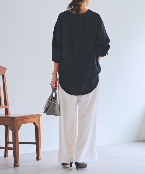 LIVETART（リヴェタート）の「《LIVETART》ヴィンテージジョーゼットVプルオーバー（シャツ/ブラウス・レディース・ネイビー/モカ・FREE）」の10枚目の写真