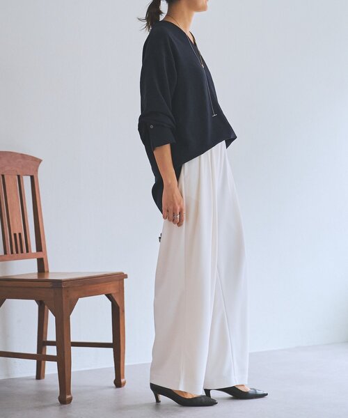 LIVETART（リヴェタート）の「《LIVETART》ヴィンテージジョーゼットVプルオーバー（シャツ/ブラウス・レディース・ネイビー/モカ・FREE）」の11枚目の写真