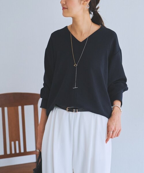 LIVETART（リヴェタート）の「《LIVETART》ヴィンテージジョーゼットVプルオーバー（シャツ/ブラウス・レディース・ネイビー/モカ・FREE）」の13枚目の写真