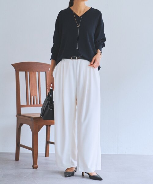 LIVETART（リヴェタート）の「《LIVETART》ヴィンテージジョーゼットVプルオーバー（シャツ/ブラウス・レディース・ネイビー/モカ・FREE）」の14枚目の写真