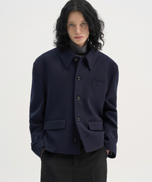 TRIP LE SENS（トリップ ル センス）の「[F/W]カスタムウールカラー隠しスナップブレザー_ヘビーツイル_ネイビー（テーラードジャケット）」