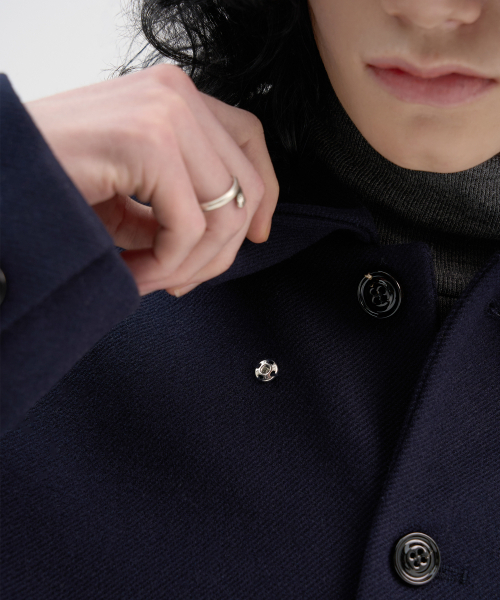 TRIP LE SENS（トリップ ル センス）の「[F/W]カスタムウールカラー隠しスナップブレザー_ヘビーツイル_ネイビー（テーラードジャケット・メンズ・その他・M/L）」の2枚目の写真