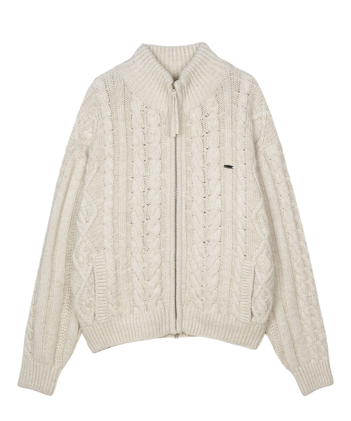 FDR(エフディーアール)の「Heavy Cable Zip-Up Knit Cardigan Oatmeal(カーディガン/ボレロ・メンズ・その他・SMALL/LARGE/MEDIUM)」の2枚目の写真