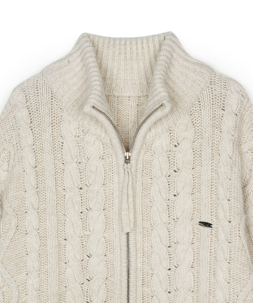 FDR(エフディーアール)の「Heavy Cable Zip-Up Knit Cardigan Oatmeal(カーディガン/ボレロ・メンズ・その他・SMALL/LARGE/MEDIUM)」の4枚目の写真