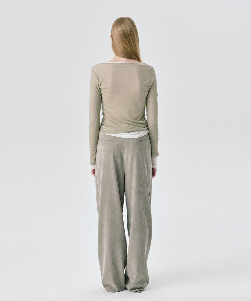 WNDERKAMMER（ブンダーカンマー）の「UネックシアT_カーキ（Tシャツ/カットソー・レディース・その他・S/M）」の4枚目の写真