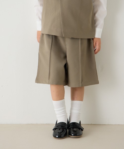 riziere（リジェール）の「センターシームハーフパンツ（ウエストゴム調整）（スーツパンツ・キッズ・ブラウン/ネイビー/カーキ系/グレー/ライトブラウン/ブラック・90/100/110/120/130/140/150/160）」の5枚目の写真