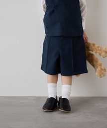 riziere（リジェール）の「センターシームハーフパンツ(ウエストゴム調整)（スーツパンツ）」