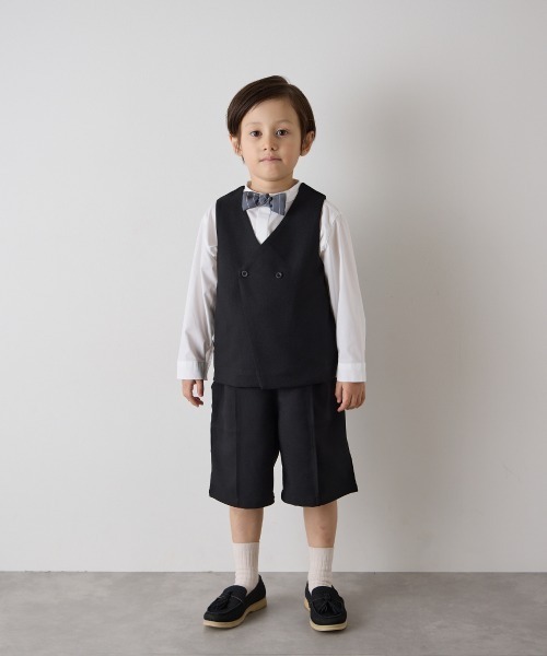 riziere（リジェール）の「センターシームハーフパンツ（ウエストゴム調整）（スーツパンツ・キッズ・ブラウン/ネイビー/カーキ系/グレー/ライトブラウン/ブラック・90/100/110/120/130/140/150/160）」の22枚目の写真