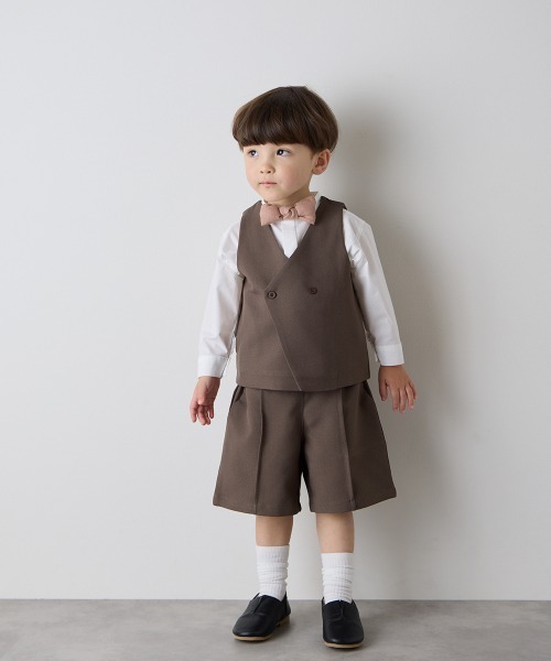 riziere（リジェール）の「センターシームハーフパンツ（ウエストゴム調整）（スーツパンツ・キッズ・ブラウン/ネイビー/カーキ系/グレー/ライトブラウン/ブラック・90/100/110/120/130/140/150/160）」の13枚目の写真