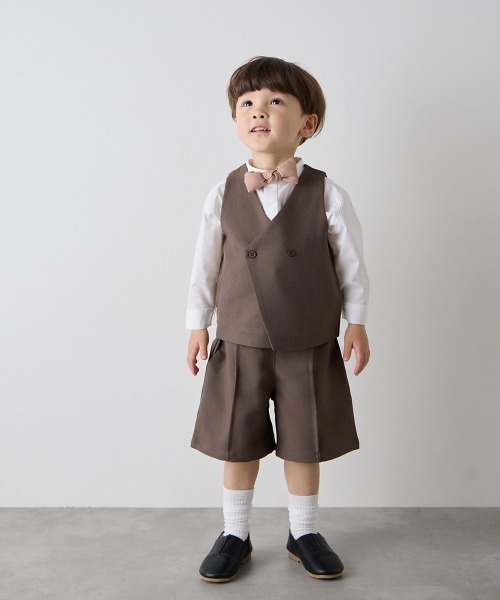 riziere（リジェール）の「センターシームハーフパンツ（ウエストゴム調整）（スーツパンツ・キッズ・ブラウン/ネイビー/カーキ系/グレー/ライトブラウン/ブラック・90/100/110/120/130/140/150/160）」の15枚目の写真