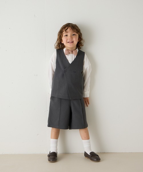 riziere（リジェール）の「センターシームハーフパンツ（ウエストゴム調整）（スーツパンツ・キッズ・ブラウン/ネイビー/カーキ系/グレー/ライトブラウン/ブラック・90/100/110/120/130/140/150/160）」の20枚目の写真