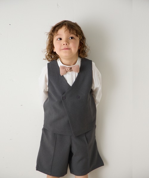 riziere（リジェール）の「センターシームハーフパンツ（ウエストゴム調整）（スーツパンツ・キッズ・ブラウン/ネイビー/カーキ系/グレー/ライトブラウン/ブラック・90/100/110/120/130/140/150/160）」の21枚目の写真