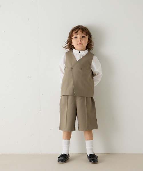 riziere（リジェール）の「センターシームハーフパンツ（ウエストゴム調整）（スーツパンツ・キッズ・ブラウン/ネイビー/カーキ系/グレー/ライトブラウン/ブラック・90/100/110/120/130/140/150/160）」の11枚目の写真