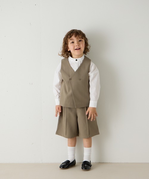 riziere（リジェール）の「センターシームハーフパンツ（ウエストゴム調整）（スーツパンツ・キッズ・ブラウン/ネイビー/カーキ系/グレー/ライトブラウン/ブラック・90/100/110/120/130/140/150/160）」の12枚目の写真