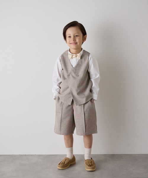 riziere（リジェール）の「センターシームハーフパンツ（ウエストゴム調整）（スーツパンツ・キッズ・ブラウン/ネイビー/カーキ系/グレー/ライトブラウン/ブラック・90/100/110/120/130/140/150/160）」の9枚目の写真