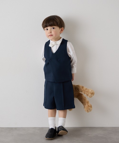 riziere（リジェール）の「センターシームハーフパンツ（ウエストゴム調整）（スーツパンツ・キッズ・ブラウン/ネイビー/カーキ系/グレー/ライトブラウン/ブラック・90/100/110/120/130/140/150/160）」の16枚目の写真